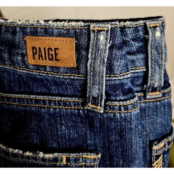Paige Julia Straight Leg Jeans Size 31 James Distressed Trim Mid Rise Relaxed - Picture 9 of 13